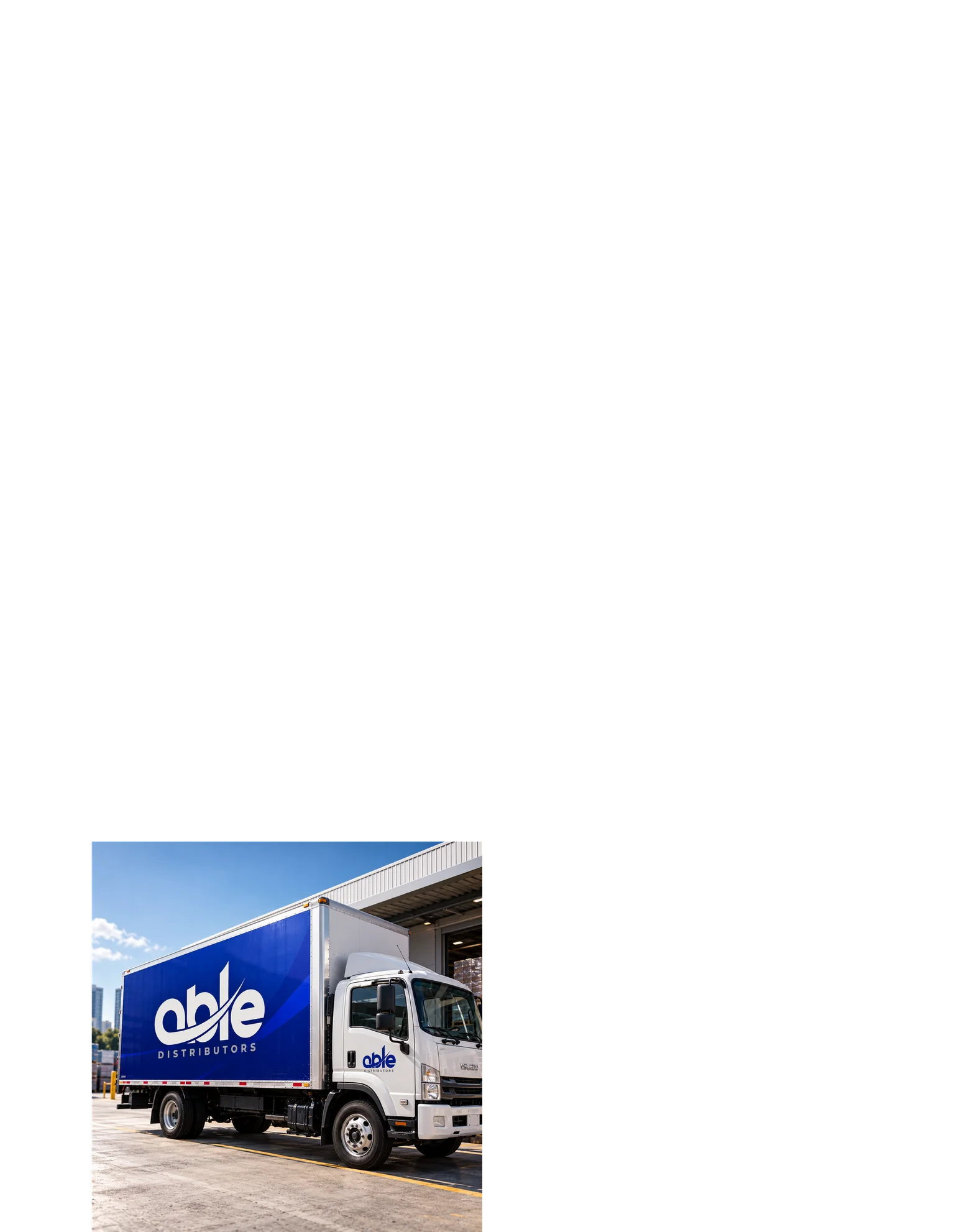 Aplicación de marca Able Distributors en vehículo