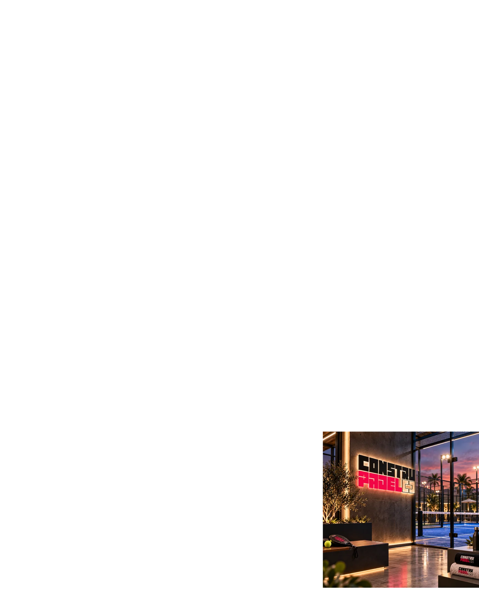 Aplicación de marca Constru Padel en espacio deportivo